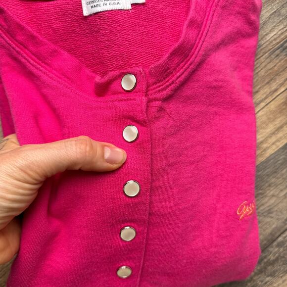 Vintage 80s Guess By Marciano Cardigan Sweater Women's Medium Pink Preppy 4439 - Picture 16 of 16